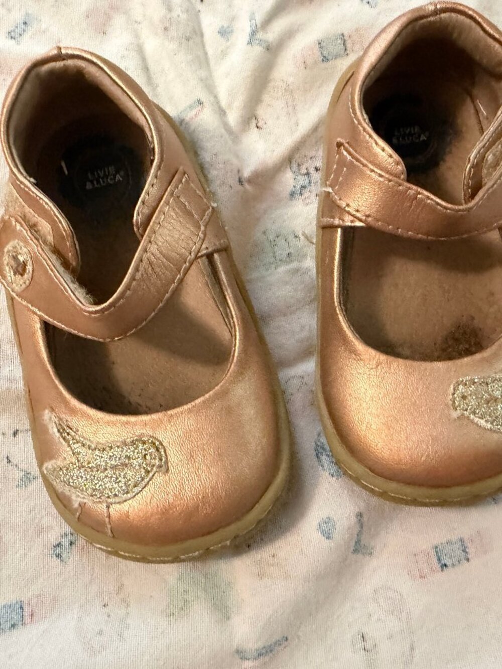 Livie & Luca Rose Gold Metallic Leather Pio Pio Mary Janes Toddler Size 6